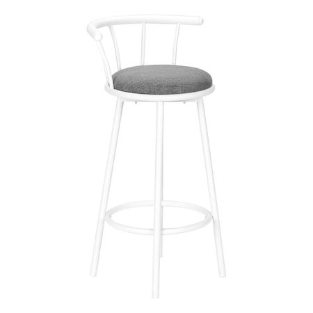 Monarch Specialties Bar Stool, Set Of 2, Swivel, Bar Height, White Metal, Grey Leather Look, Contemporary, Modern I 2397